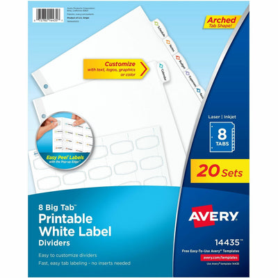 Avery Big Tab Printable White Label Dividers, 20 Set — view 1