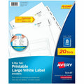 Avery Big Tab Printable Large White Dividers with Easy Peel, 8 Tabs, 20 Set, AVE14441