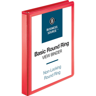 Business Source Round Ring Binder, Red, 12EA/CT — view 1