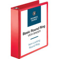 Business Source Round Ring Binder, Red, BSN09968
