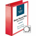 Business Source Round Ring Binder, Red, BSN09969