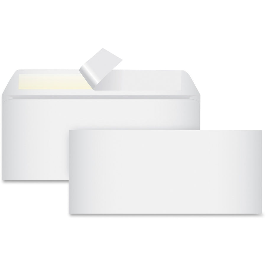 Business Source No. 10 Peel-to-seal Envelopes, White, Wove, 24 lb, 100 / Box, BSN99713