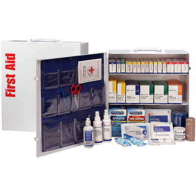 First Aid Only 3-Shelf First Aid Cabinet with Medications - ANSI Compliant, Blue, FAO90575