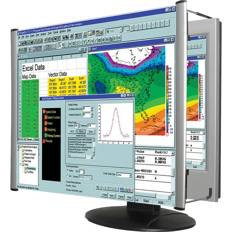 Kantek MaxView Monitor Magnifier, 7" x 14.3", Silver, Metal, Non-glare, KTKMAG24WL