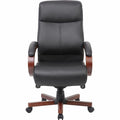 Lorell Executive High-Back Wood Finish Office Chair, Mahogany, LLR69532