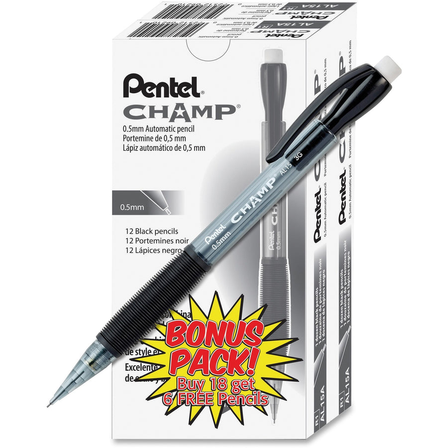 Pentel Champ Mechanical Pencils, 0.5 mm, Long Lasting, 24 / Pack, PENAL15ASW2