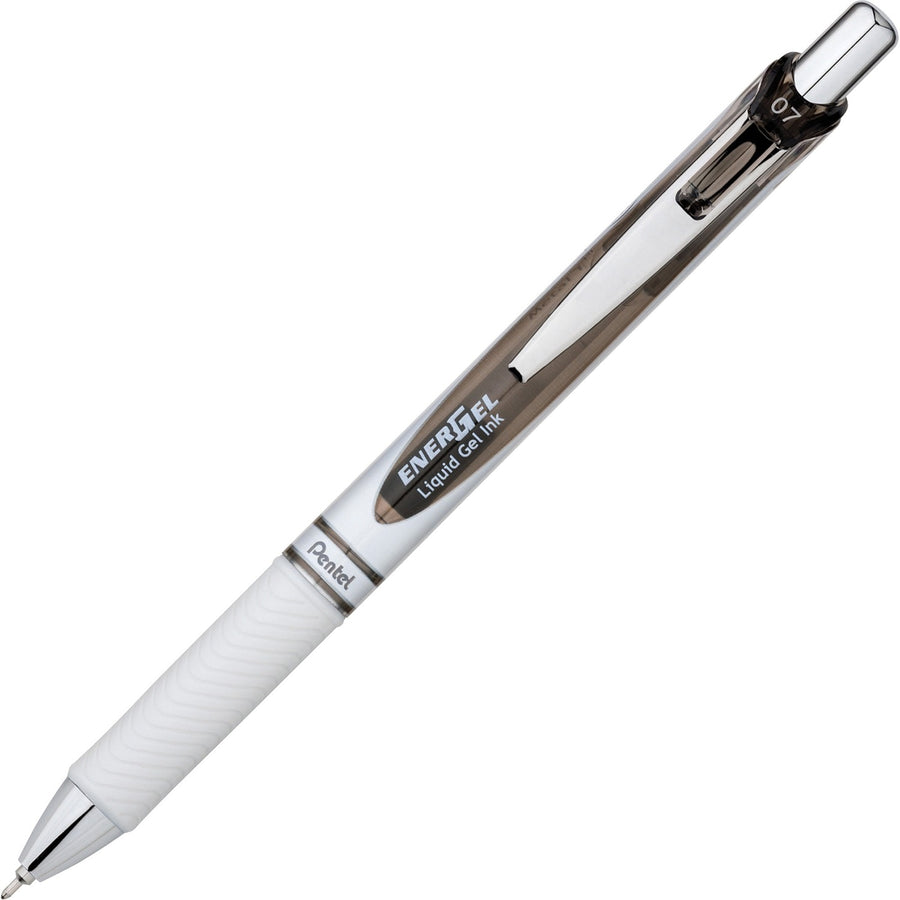 EnerGel Pearl Retractable Liquid Gel Pen, Black, Plastic, Latex-Free, 1 Dozen, PENBLN77PWA