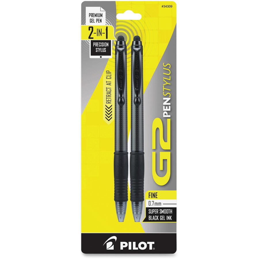 G2 Retractable Gel Ink Rolling Ball Pens, Black, Quick-drying Ink, 2 / Pack, PIL34309