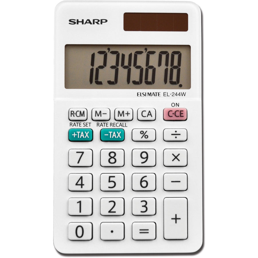 Sharp Calculators EL-244WB 8-Digit Professional Pocket Calculator, 2.4" x 0.3", White, SHREL-244WB