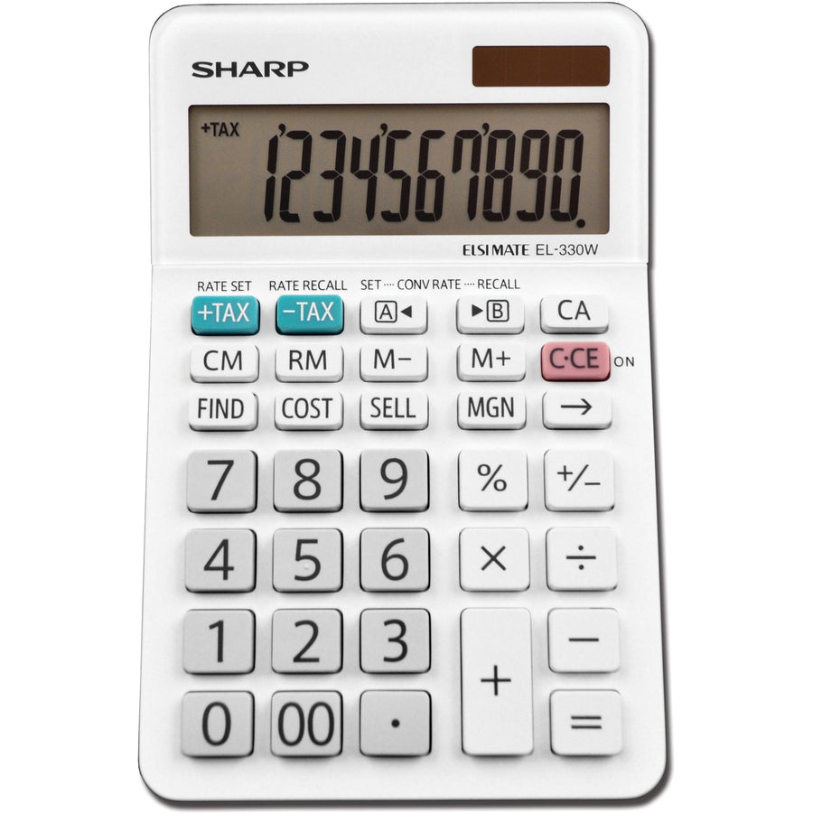 Sharp Calculators EL-330WB 10-Digit Professional Desktop Calculator, 3.8" x 1.1", White, SHREL-330WB