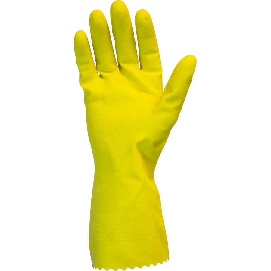 Safety Zone Yellow Flock Lined Latex Gloves, Large, 1 Dozen, SZNGRFYLG1S