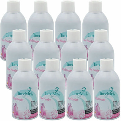 Zep TimeMist Metered 30-Day Baby Powder Scent Refill, Clear, 12 / Carton, TMS1042686CT