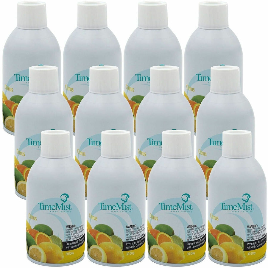 TimeMist Metered 30-Day Citrus Scent Refill, Clear, Odor Neutralizer, 12 / Carton, TMS1042781CT