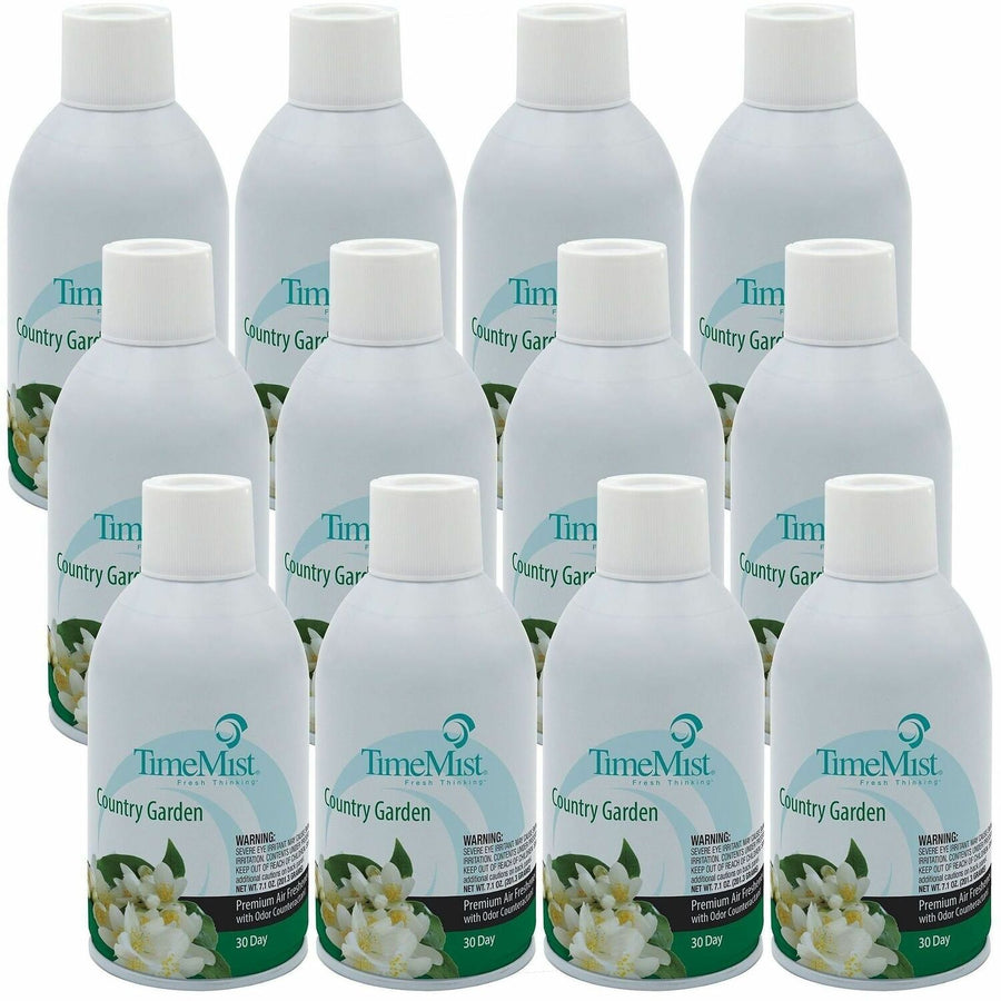 TimeMist Metered 30-Day Country Garden Scent Refill, Clear, Odor Neutralizer, 12 / Carton, TMS1042786CT