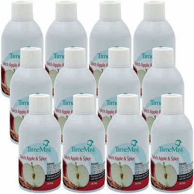 Zep TimeMist Metered 30-Day Dutch Apple/Spice Scent Refill, Clear, 12 / Carton, TMS1042818CT