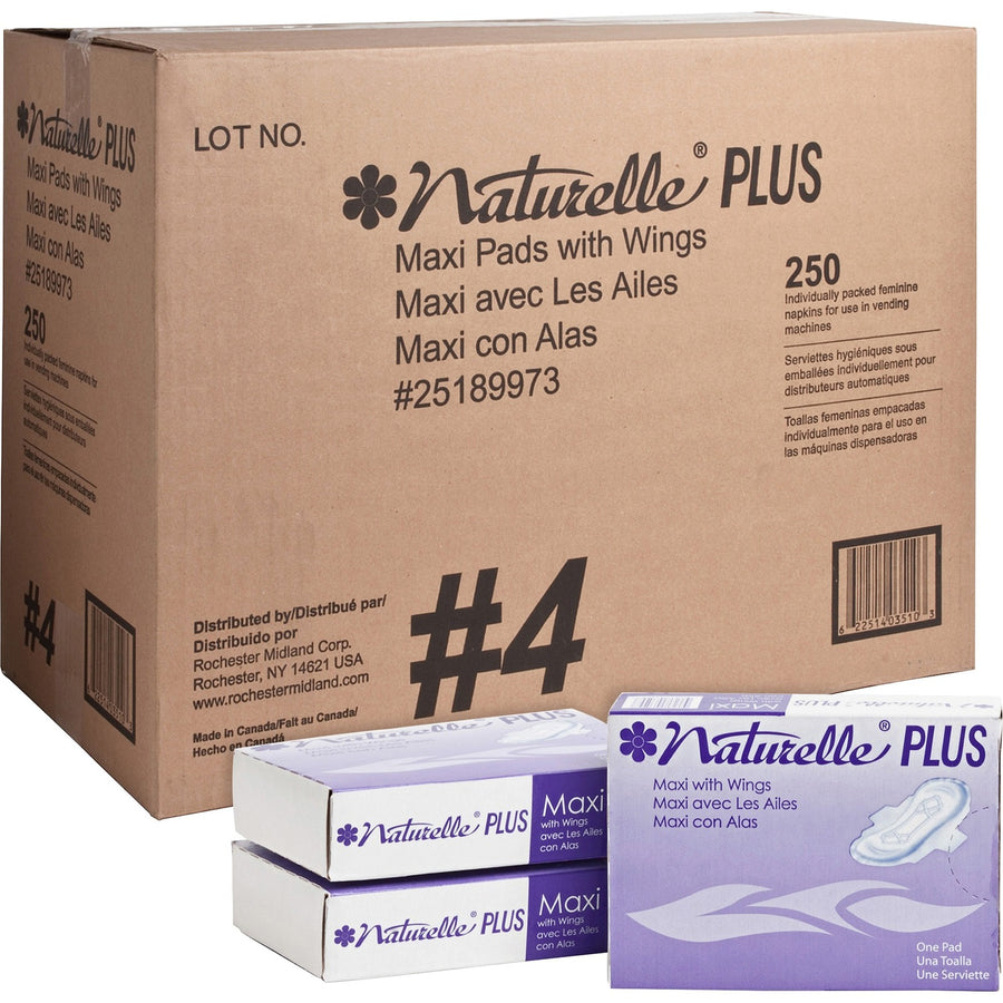 Impact Naturelle Plus Sanitary Napkins, White, 250 / Carton, IMP25189973