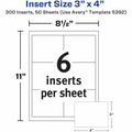 Avery Laser/Inkjet Badge Insert Refills, White, 300 / Box, AVE5392