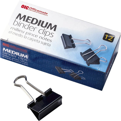 Officemate Binder Clips, Black, 12 / Pack, OIC99050PK
