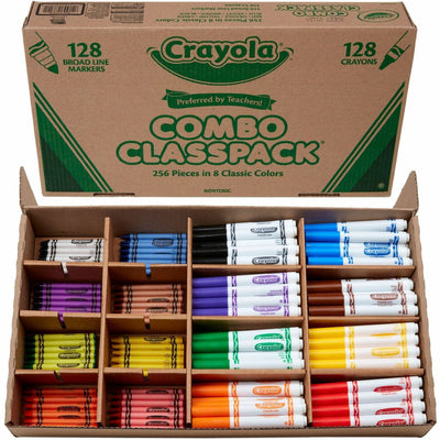 Crayola 8-Color Crayons/Markers Combo Classpack, 256 / Box, CYO523349