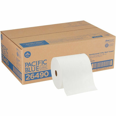 Georgia Pacific . Pacific Blue Ultra High-Capacity Recycled Paper Towel Rolls, White, 6 / Carton, GPC26490