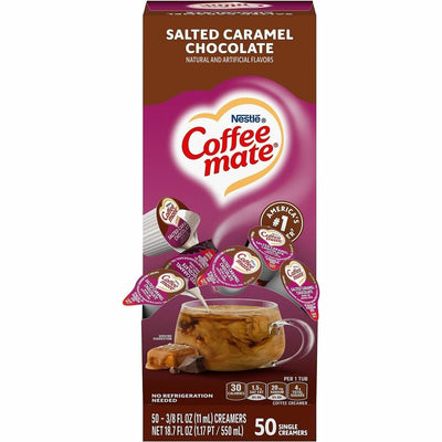 Nestle Professional Coffee mate Salted Caramel Chocolate Nondairy Liquid Creamer Singles, 50 / Box, NES77197