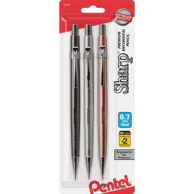 Pentel Sharp Premium Mechanical Pencils, 0.7 mm, HB, 3 / Pack, PENP207MBP3M