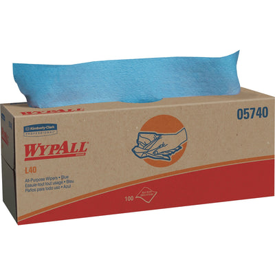 Kimberly-Clark Wypall L40 Cloth-like Wipes, Blue, 9 / Carton, KCC05740