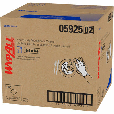 Kimberly-Clark Wypall CriticalClean Heavy Duty Foodservice Cloths, White, 1 Carton, KCC05925