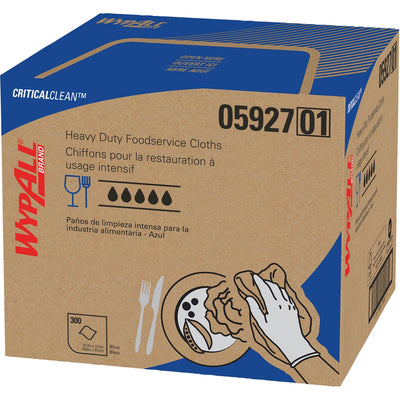 Kimberly-Clark Wypall Critical Clean High Capacity Heavy Duty Foodservice Cloths, Blue, 300 / Carton, KCC05927