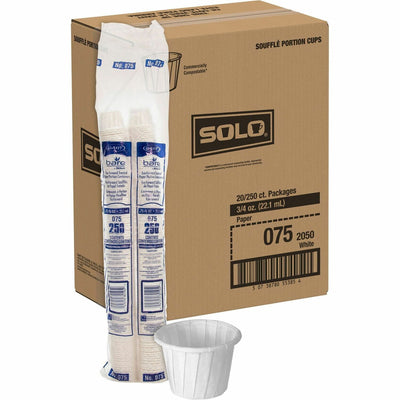 Dart Container Solo 0.75 oz Treated Paper Souffle Portion Cups, White, 20 / Carton, SCC075-2050