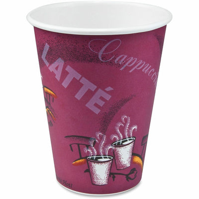 Dart Container Solo 12 oz Bistro Design Disposable Paper Cups, Maroon, 20 / Carton, SCC412SIN0041CT