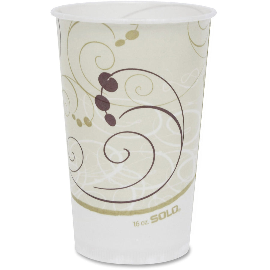 Solo 16 oz Symphony Waxed Paper Cold Cups, Green, 16 fl oz, Wax Coated, 20 / Carton, SCCRW16J8000CT