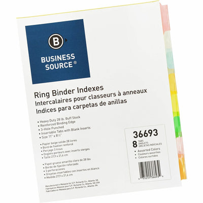 Business Source Insertable Tab Ring Binder Indexes, Multicolor, 50 / Box, BSN36693BX