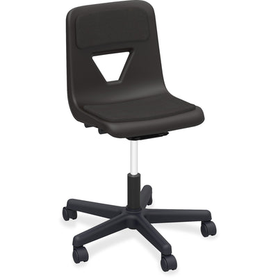 Lorell Classroom Adjustable-Height Padded Mobile Task Chair, Black, LLR99913