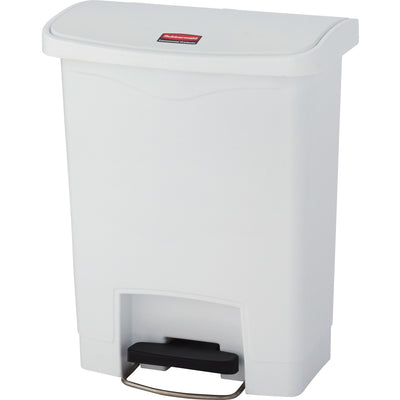 Rubbermaid Commercial Slim Jim 8-gal Step-On Container, White, RCP1883555