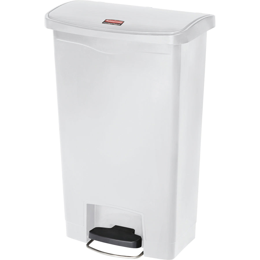 Rubbermaid Commercial Slim Jim 13-gal Step-On Container, 11.5" x 28.3", White, Resin, Easy to Clean, RCP1883557