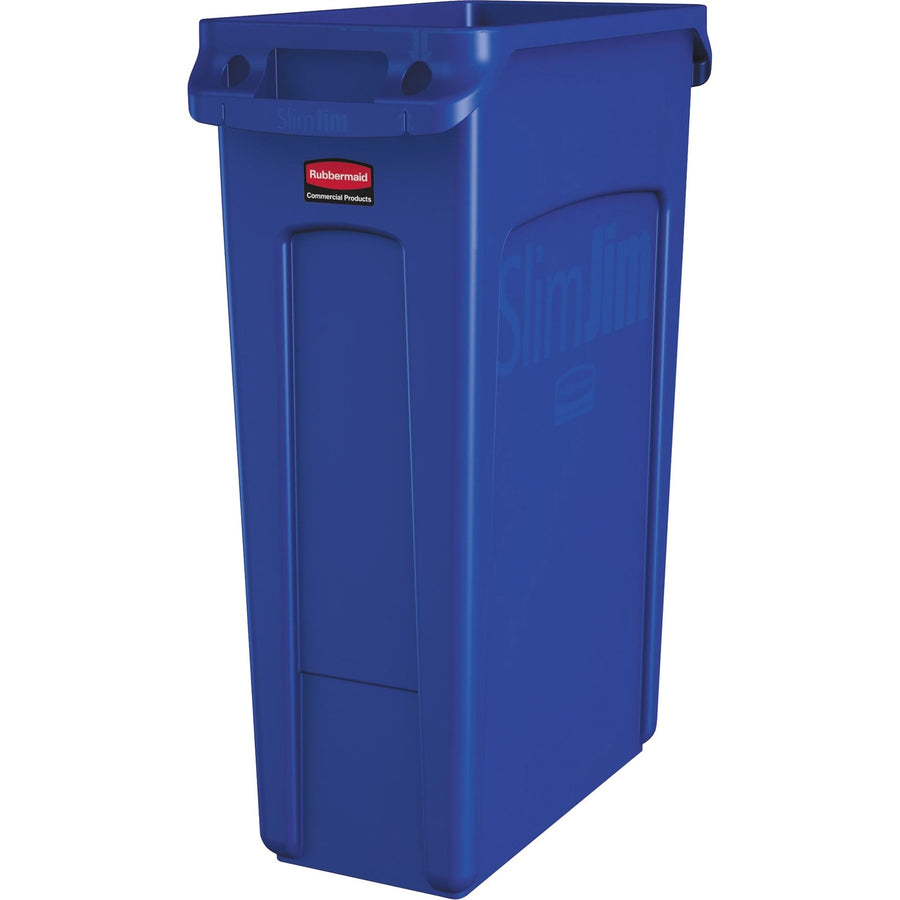 Rubbermaid Commercial Slim Jim 23-Gallon Vented Waste Container, 22" x 30", Blue, Recyclable, RCP1956185