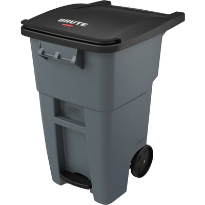 Rubbermaid Commercial Brute 50-gallon Step On Rollout Container, Gray, RCP1971956