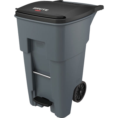 Rubbermaid Commercial 1971968 65 Gallon BRUTE Step-On Rollout Container - Gray, RCP1971968