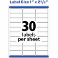 Avery 1" x 2-5/8" Labels, Ultrahold, 15,000 Labels (95520), Matte, 1 Box, AVE95520