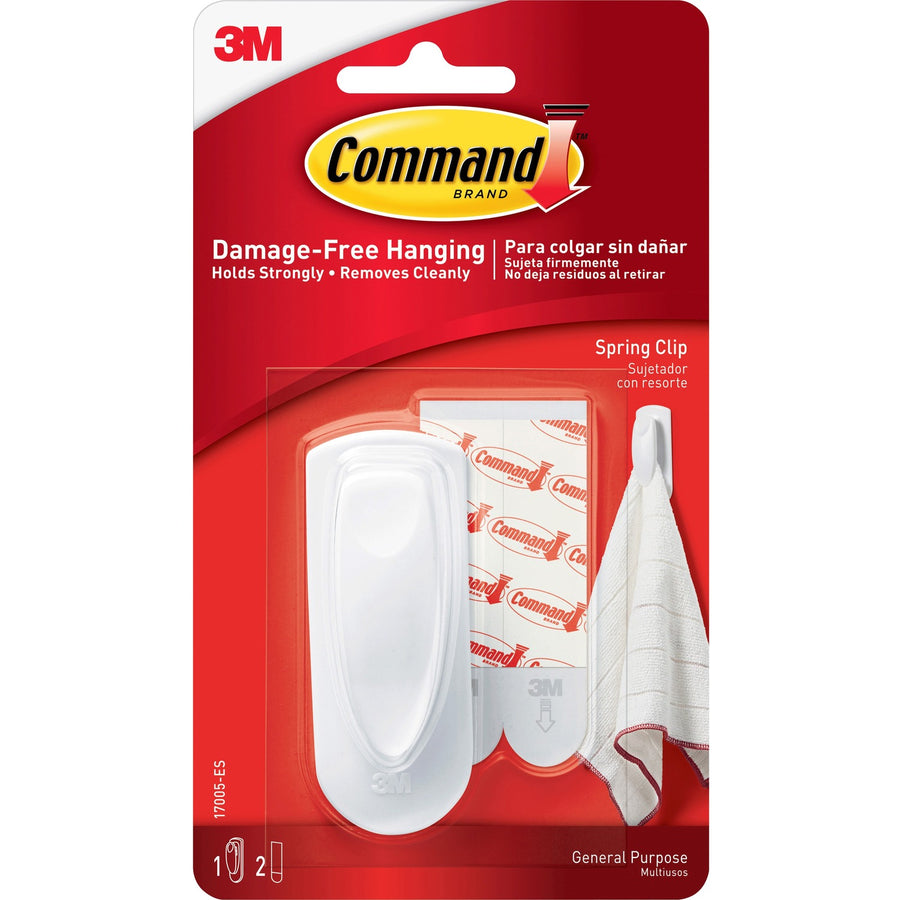 Command Spring Clip, White, Plastic, 1 / Pack, MMM17005ES
