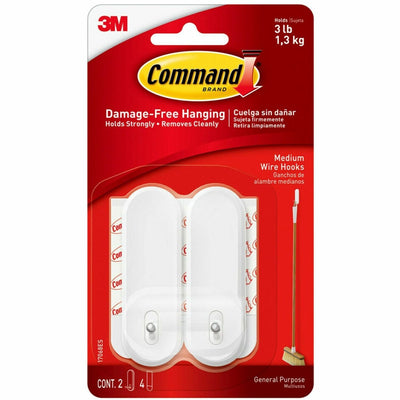 3M Command Medium Wire Hook, White, 1 Pack, MMM17068ES