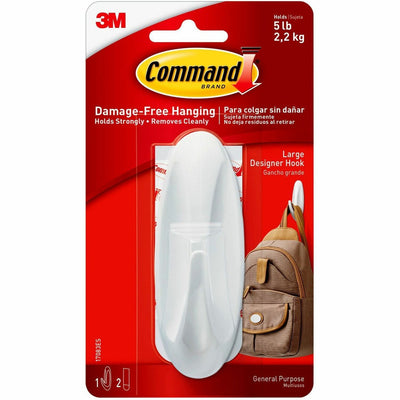3M Command Large Designer Hook, White, 1 Pack, MMM17083ES