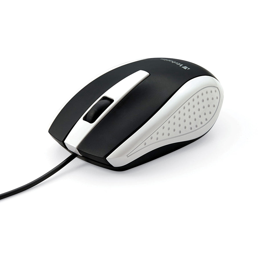 Verbatim Corded Notebook Optical Mouse - White, 2.4" x 1.4", VER99740