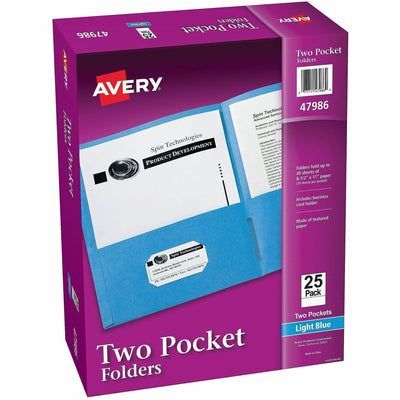 Avery Letter Pocket Folder, Light Blue, 8 1/2" Width x 11" Length, 5 / Carton — view 1
