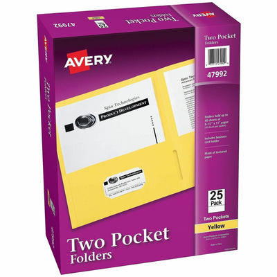 Avery Letter Pocket Folder, Yellow, 8 1/2" Width x 11" Length, 5 / Carton — view 1