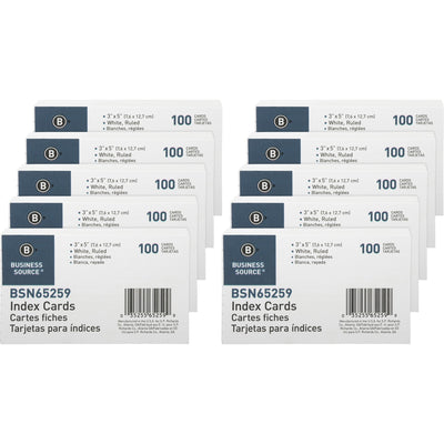 Business Source Ruled Index Cards, 5" x 3", 10 / Box — view 1