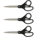 Sparco Straight Scissors w/Rubber Grip Handle, Gray, 3 / Bundle, SPR25226BD