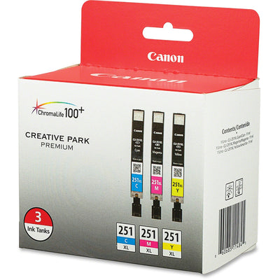 Canon CLI-251XL Original Inkjet Ink Cartridge - Cyan, Magenta, Yellow - 3 / Pack, CNMCLI251XLCMY