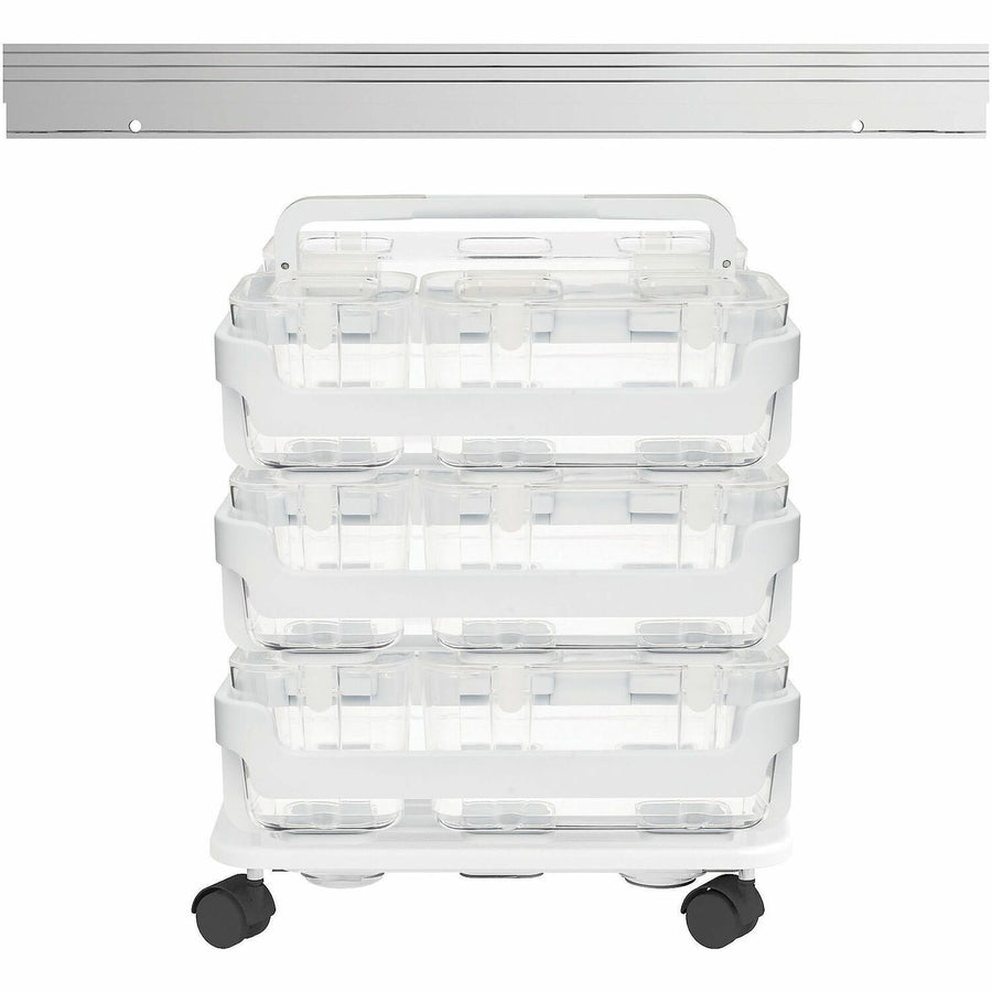 Deflecto Stackable Caddy Organizer Multi-Pack Bundle, 16" x 17.30", White, Built-in Wheels, 1 Set, DEF329003BB
